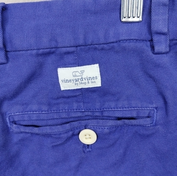Vineyard vines men's 30x9 breaker shorts whale chino blue cotton/Linen blend - Picture 4 of 7